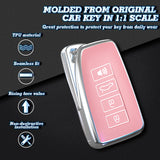 Pink Soft TPU Leather Full Protect Smart Key Fob Cover w/Keychain For Lexus EX RX NX GS IS