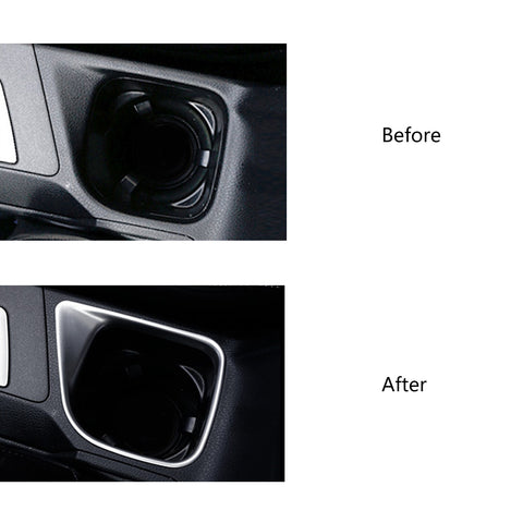1pcs ABS Chrome Car Interior Cup Holder Panel Frame Cover Trim for Toyota RAV4 2016-2018