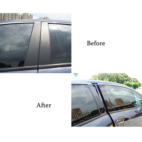 Car Door Pillar Protector - PC Auto Door Window Pillar Cover Post Trim for Honda Civic(4dr) 2016-2020 - 6pcs Glossy Black