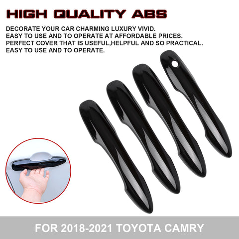 4pcs Gloss Black Side Door Handle Overlay Cover Trim For Toyota Camry XV70 2017-up (without smart key hole)