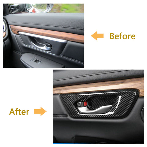 4pcs for Honda CRV CR-V 2017 2018 2019 2020 2021 Interior Door Handle Bowl Cover Trim, ABS Carbon Fiber Car Inner Door Handle Bowl Panel Frame Decor