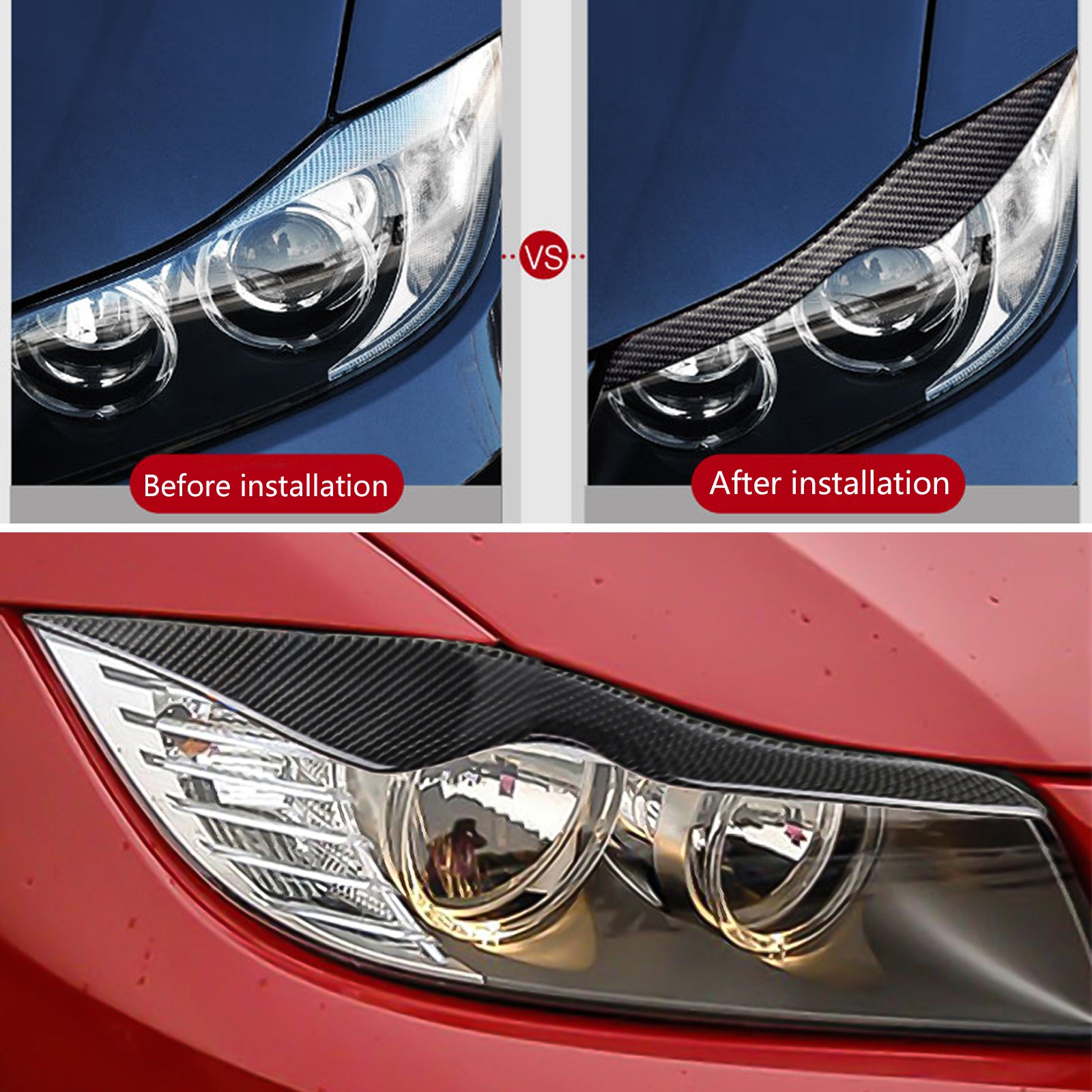 Car Headlight Eyebrow Eyelid Trim Eyebrows Head Light Eyelids Lids ABS  Eyebrows Carbon Fiber For BMW 3 Series E90 E91 – kaufe die besten Produkte  im