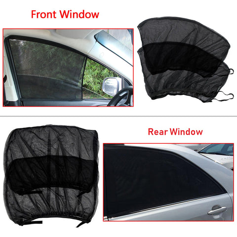 4pcs Car Side Window Sun Shade Cover, Car Window Shade for Baby, Universal Car Front Rear Window Sun Shade Mesh Shield UV Protection, Fit Most of Cars Trucks SUV