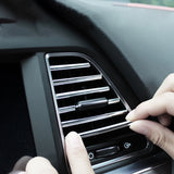 10pcs Car Accessories Interior Soft PVC AC Air Conditioner Outlet Overlay Strip Decoration Cover Trim Kit Universal Fit, Silver