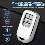 Silver TPU Anti-dust Remote Key Fob Cover For Honda Civic Accord 2/3/4 Button