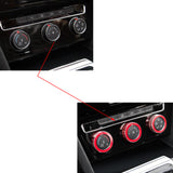 3pcs Aluminum AC Climate Control Ring Air Condition Knob Cover Trim for Volkswagen MK7 Golf GTI, Red