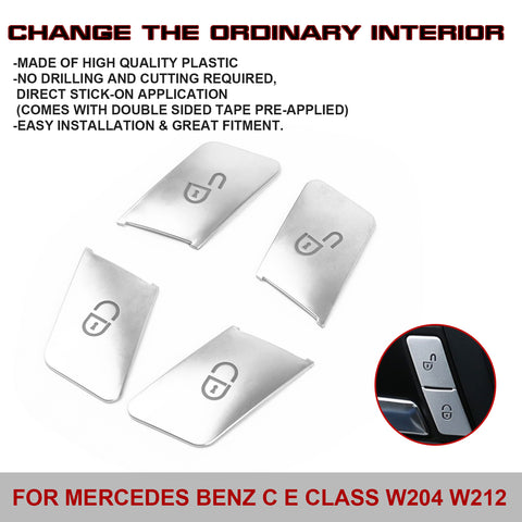 Silver Door Lock Unlock Switch Cover Trim For Mercedes Benz C E Class W204 W212