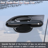 Exterior Door Handle w/ Handle Bowl Cover Trim, Glossy Black, Compatible with Toyota Rav4 2019-2022, Highlander 2020-2021 (with Smart Keyhole)