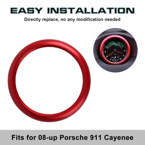 Red Aluminum Alloy Sport Style Interior Dashboard Clock Ring Trim For Porsche Macan