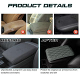 Gray Leather Wavy Shape Central Console Armrest Cover Seat Box Protect Decor 1pc