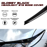 2PCS Gloss Black Headlamp Eyelid Strip Decor Cover Trim For Toyota Camry 2018-up