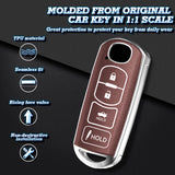 Brown Soft TPU&Leather Full Protect Remote Key Fob Cover For 2009-2023 MAZDA 3 6