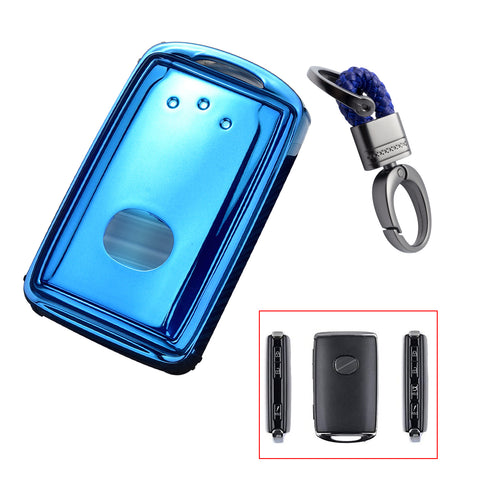 Blue Soft TPU Full Protect Remote Smart Key Fob Cover Case w/Keychain For Mazda 3 2019-2021