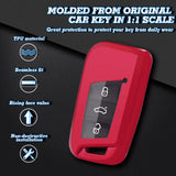 Red TPU Full Protect Remote Smart Key Fob Cover For Volkswagen B8 Atlas Jetta CC