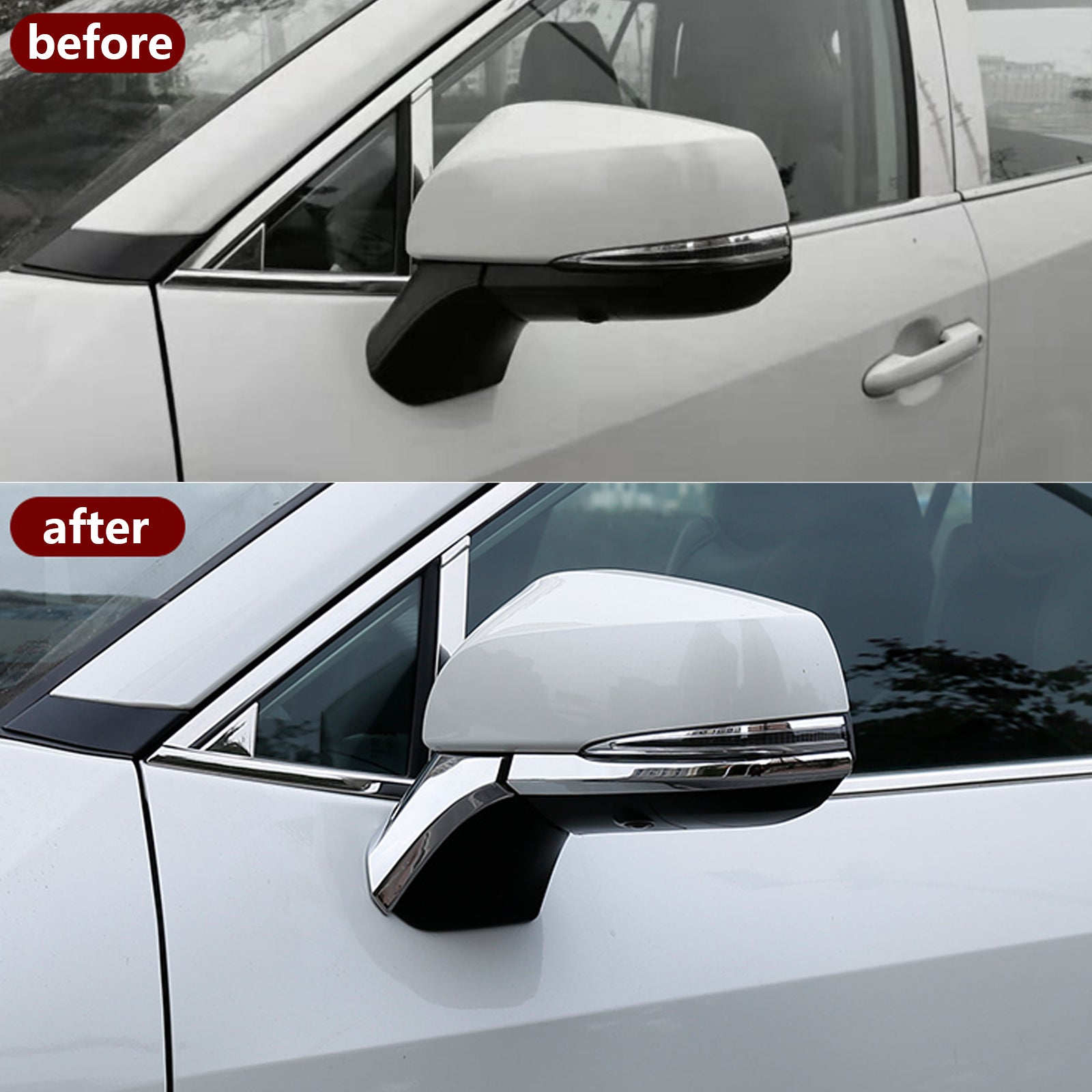 4pcs ABS Chrome Rear View Side Mirror Cover Molding Trim for