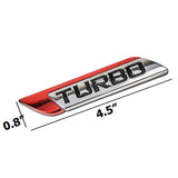 1 Set Sport Red Turbo Badge Car Trunk Lid Side Fenders Body Emblem Nameplate Stickers Univeral Fit