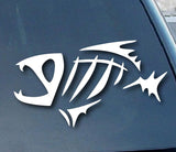 1x Skeleton Fish Exact Fit Sticker Fish Bones Skull Window Silver Decal