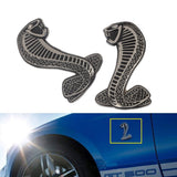 2x Cobra Snake Emblem Chrome Metal Door Fender Badge Stickers for Ford Mustang Shelby