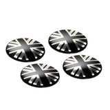 4x Black/Grey Union Jack UK Flag Style Wheel Center Cap Covers For MINI Coopers