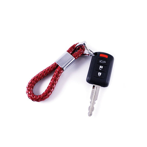 Braided PU Leather Strap Key Chain Ring Universal Fits Car Office Home Keys Fob Keychain Holder