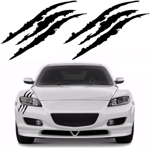 15" Black Auto Car Sticker Monster Scratch Stripe Claw Vinyl Headlight Decal