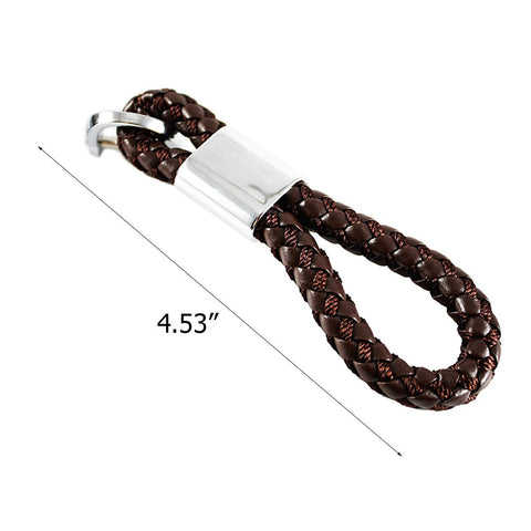 Braided PU Leather Strap Key Chain Ring Universal Fits Car Office Home Keys Fob Keychain Holder