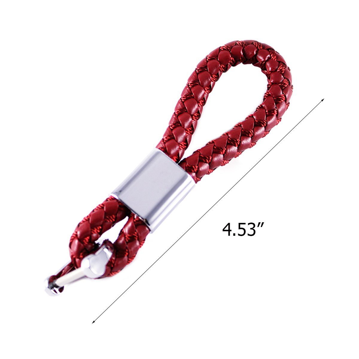 Braided PU Leather Strap Key Chain Ring Universal Fits Car Office Home