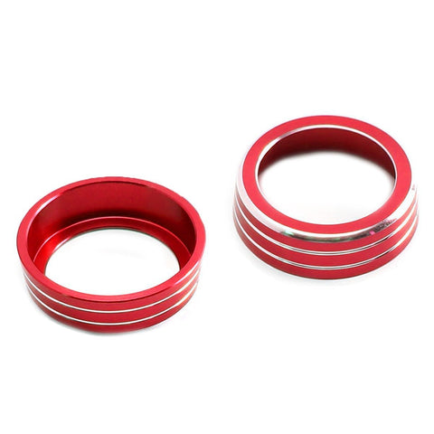 2x Red/Silver Anodized Aluminum AC Climate Control Ring Knob Covers For 16-up Honda Civic