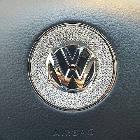 1 Piece 3D Rhinestone Car Steering Wheel Logo Decoration Sticker Ring Decal FOR VW VOLKSWAGEN
