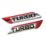 1 Set Sport Red Turbo Badge Car Trunk Lid Side Fenders Body Emblem Nameplate Stickers Univeral Fit
