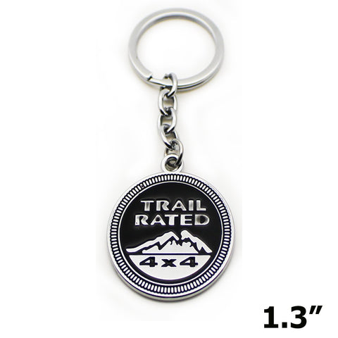 1x TRAIL RATE 4x4 Metal Black Keychain Ring 3D Key Chain Nameplate Emblem for Jeep Cherokee Wrangler Commander Liberty Patriot Grand Cherokee
