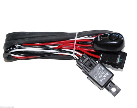 Universal Relay Harness Wire + ON / OFF Switch Cable Kit for LED Light Bar Fog Light HID Work Lamp - 12V 40AMP