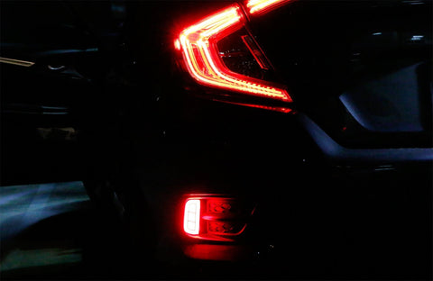 2x Add-on Rear Bumper Marker Reflector Red LED Lights For 2016-18 Honda Civic Sedan