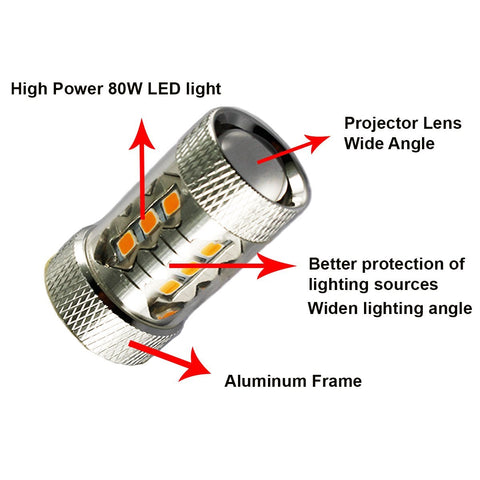 7440 7443 High Power White 80W CREE Projector LED For Backup Reverse Tail Parking Turn Signal Lights