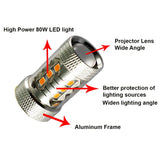 High Power Amber 1156 BA15S LED Bulbs 80W For Car DRL Daytime Running Light, Turn Signal Light, Backup Reverse Brake Stop Light
