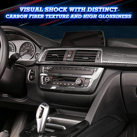 Carbon Fiber Style Center Air Condition CD Panel Decor Cover Trim Compatible With BMW 3 4 Series F30 F31 F34