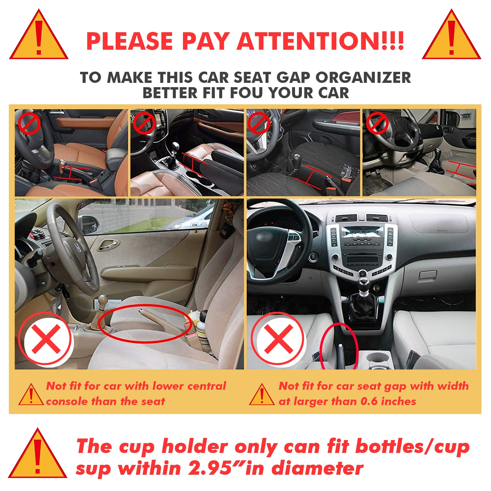 Car Auto Left Seat Side Pocket Organizer Gap Filler Storage Bag w/ Cup  Holders