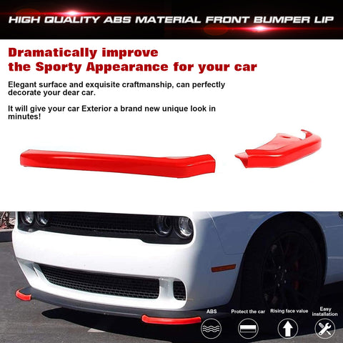 Red Bumper Lip Corner Splitter Trim For Dodge Challenger SRT Hellcat 2015-2023