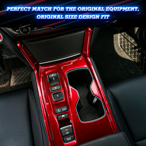 Gear Shift Box Cigarette Lighter Panel Cover Trim Compatible with Honda Accord 10th Gen 2018-2021 Hybrid, Red