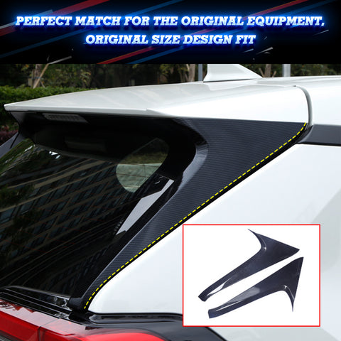 2pcs Sporty Rear Side Window Sill Board Pillar Overlay Molding Cover Trim For Toyota RAV4 2019-2021, Carbon Fiber Pattern