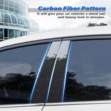 Door Window Pillar Post Genuine KK Vinyl Decal, Overlay Pre-Cut Cover Sticker, Compatible with BMW 5-Series F10 2010-2017 (4 Doors Only) -Carbon Fiber Pattern