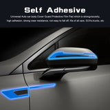 Car Side Door Marker Rearview Mirror Edge Protector Guard Cover Sticker Set, Carbon Fiber Pattern w/ Reflective Safety Strip (Blue)
