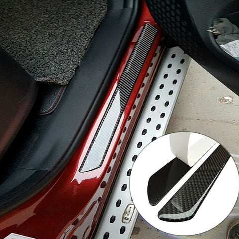 2 x 19.1" Carbon Fiber Car Door Scuff Protector Plate Sill Guard Panel Trim Cover Sticker