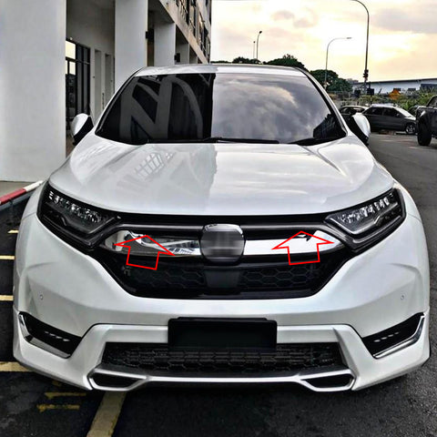for Honda CR-V CRV 2017-2019 Front Grille Cover Trim, ABS Carbon Fiber Front Hood Grille Grill Edge Headlight Eyebrow Molding Decoration