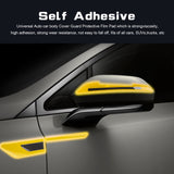 Car Side Door Marker Rearview Mirror Edge Protector Guard Cover Sticker Set, Carbon Fiber Pattern w/ Reflective Safety Strip (Yellow)