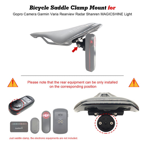 Saddle Clamp Mount for Gopro Camera Garmin Varia Rearview Radar Rear Light, Universal Fit Saddles Rail - Type A