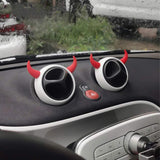 2Pcs PU Foam Small Red Devil Bull Horn AC Air Outlet Stickers Decor For Car