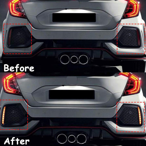 Rear Bumper Reflector LED Brake Fog Light for Honda Civic Hatchback SI,Type R 2016-2019