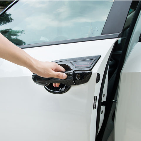 12pcs Carbon Fiber Pattern Car Side Door Handle Cover + Door Handle Bowl Panel Cover Set for Honda Civic 2016-2019
