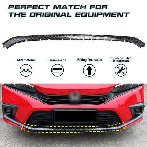 Carbon Fiber Pattern Front Bumper Lip Cover Trim For Honda Civic 11th Gen 2022